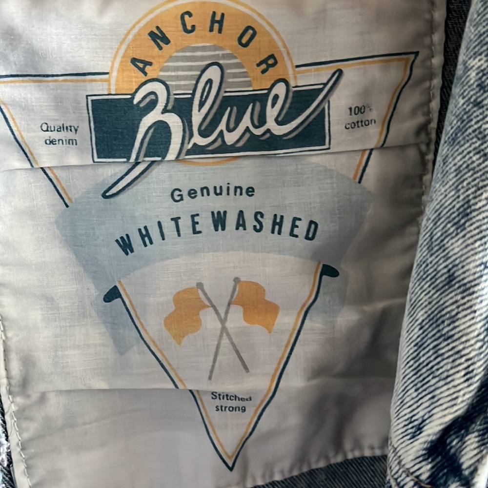 Vintage Anchor Blue Genuine Whitewashed Denim Jacket Size Medium - Picture 7 of 7